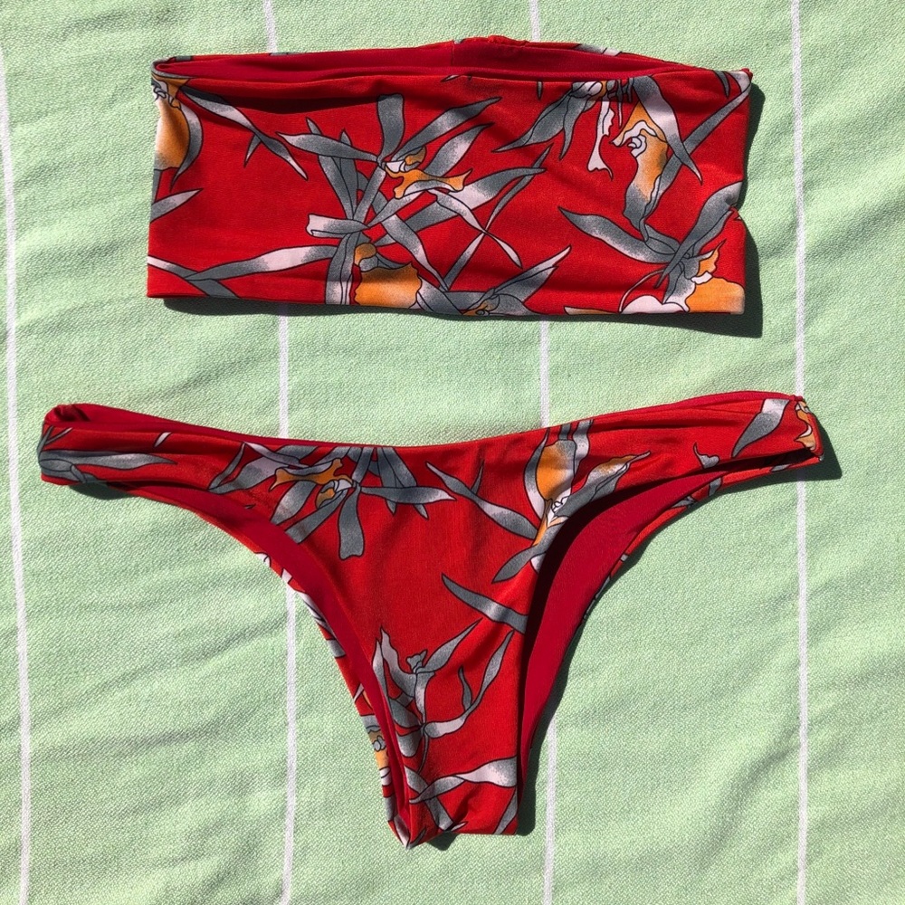 Reversible Red Bandeau Bikini - Small